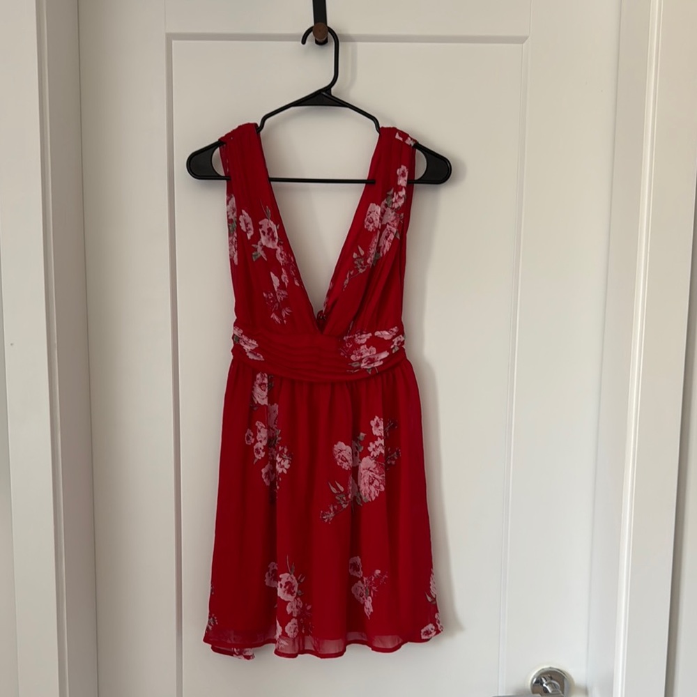Lulus Floral Red Dress